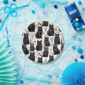 Assiettes En Carton Halloween Citrouille de chat noir (Fête)