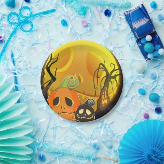 Assiettes En Carton Halloween Citrouille mignon Fête Whimsical (Fête)