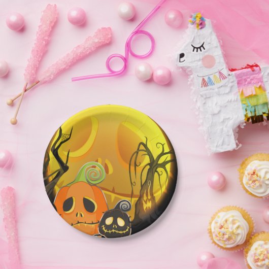 Assiettes En Carton Halloween Citrouille mignon Fête Whimsical (Fête)