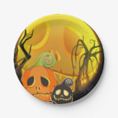 Assiettes En Carton Halloween Citrouille mignon Fête Whimsical (Devant)