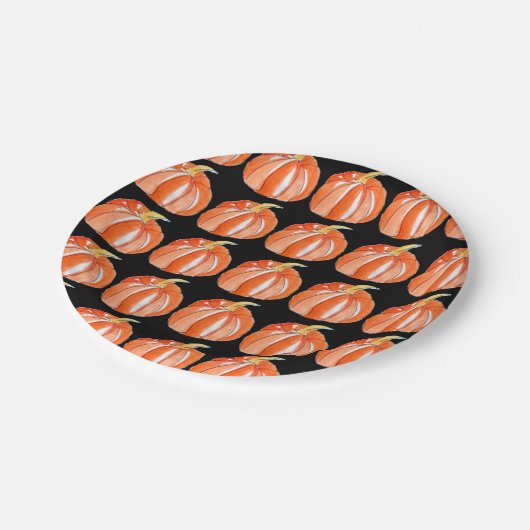 Assiettes En Carton Halloween citrouille mignon noir et orange (Angle)