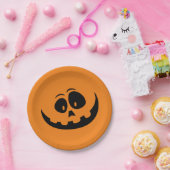 Assiettes En Carton Halloween citrouille orange éffrayant face automne (Fête)