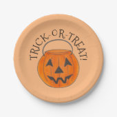 Assiettes En Carton Halloween Citrouille Orange Trick or Treat (Devant)