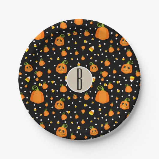 Assiettes En Carton Halloween Citrouille Whimsical Motif Party (Devant)