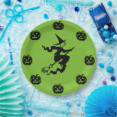 Assiettes En Carton Halloween - Citrouilles noirs et sorcière (Fête)