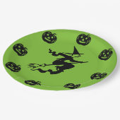 Assiettes En Carton Halloween - Citrouilles noirs et sorcière (Angle)