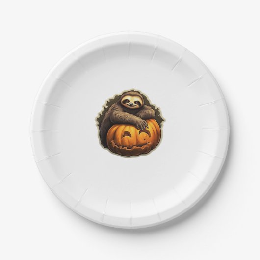 Assiettes En Carton Halloween classique à thème Sloth T-shirt (Devant)