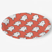 Assiettes En Carton Halloween classique orange et fantôme blanc (Angle)