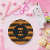 Assiettes En Carton Halloween classique orange et noir rayé (Fête)