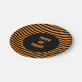 Assiettes En Carton Halloween classique orange et noir rayé (Angle)