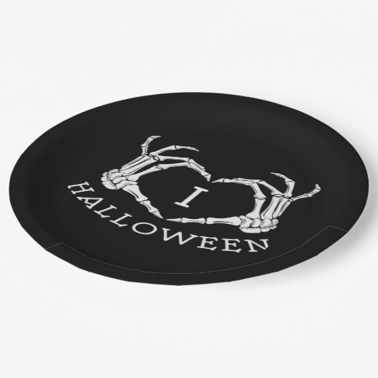 Assiettes En Carton Halloween! Classique - Skeleton Hands Heart (Angle)