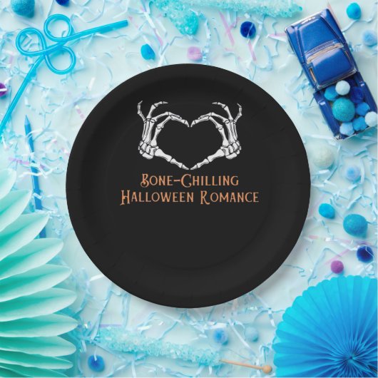 Assiettes En Carton Halloween Coeur hanté Skeletal Bone Chilling Cla (Fête)