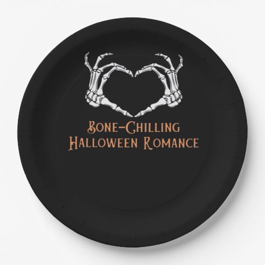 Assiettes En Carton Halloween Coeur hanté Skeletal Bone Chilling Cla (Devant)