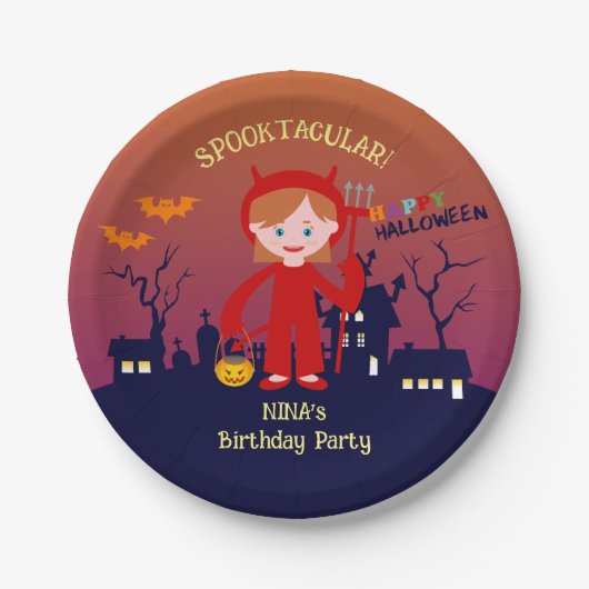 Assiettes En Carton Halloween Costume fille fête d'anniversaire (Devant)