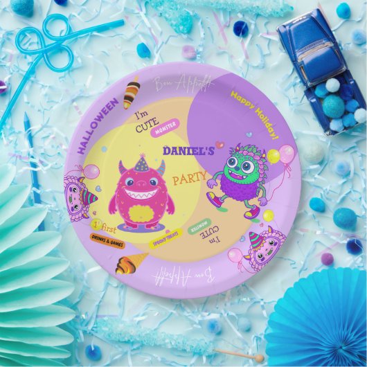 Assiettes En Carton Halloween Costume Party Monstres éffrayant fun Dan (Fête)