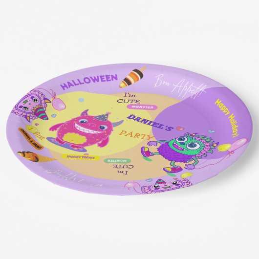 Assiettes En Carton Halloween Costume Party Monstres éffrayant fun Dan (Angle)