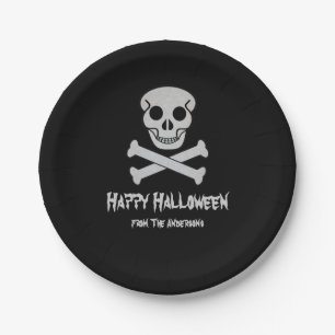 Assiettes En Carton Halloween Crâne et os Plaques de papier