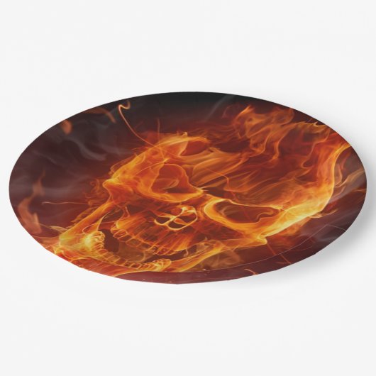 Assiettes En Carton Halloween crâne flamand souriant (Angle)