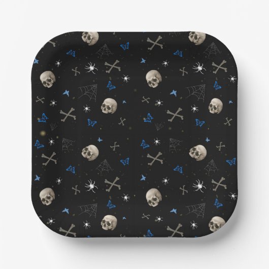 Assiettes En Carton Halloween crâne Motif sans marque (Recto)