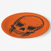 Assiettes En Carton Halloween crâne Vintage noir (Angle)