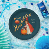 Assiettes En Carton Halloween Cute petite sorcière CC1243 Clapsaddle (Fête)