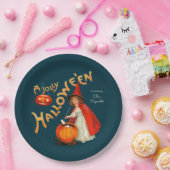 Assiettes En Carton Halloween Cute petite sorcière CC1243 Clapsaddle (Fête)
