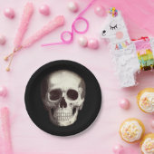 Assiettes En Carton Halloween d'adulte à crâne noir (Fête)