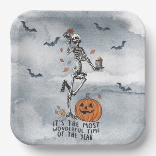 Assiettes En Carton Halloween Dancing Skeletons