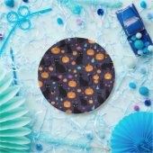 Assiettes En Carton Halloween de chats violets et noirs (Fête)