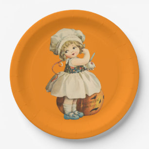 Assiettes En Carton Halloween de la pomme de sculpture de fille