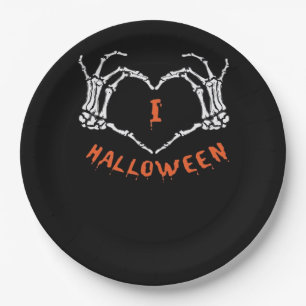 Assiettes En Carton Halloween de Slogan. Geste Cardiaque En Squelette