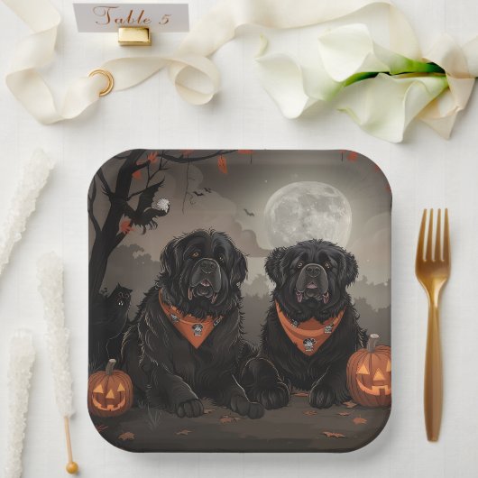 Assiettes En Carton Halloween de Terre-Neuve Éffrayant (Mariage)