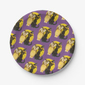 Assiettes En Carton Halloween démodé, chat noir & hibou (Devant)