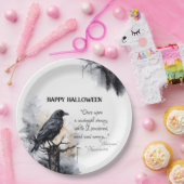 Assiettes En Carton Halloween déplaisant noir corbeau (Fête)