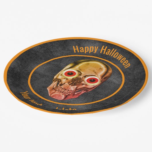 Assiettes En Carton Halloween déplaisant squelette visage personnalisé (Angle)