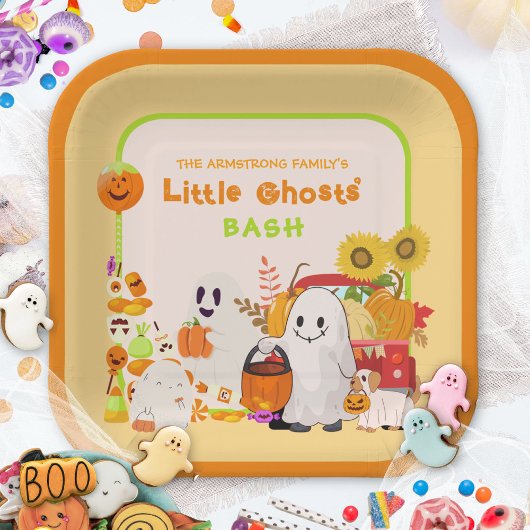 Assiettes En Carton Halloween des petits fantômes