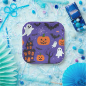 Assiettes En Carton Halloween drôle (Fête)