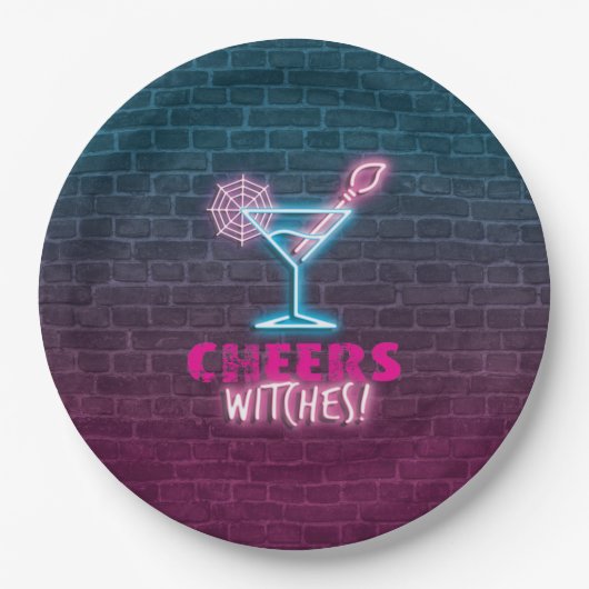 Assiettes En Carton Halloween drôle de sorcières (Devant)