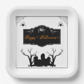 Assiettes En Carton Halloween du cimetière éffrayant (Recto)