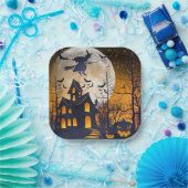 Assiettes En Carton Halloween éffrayant Haunted House (Fête)