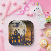 Assiettes En Carton Halloween éffrayant Haunted House (Fête)
