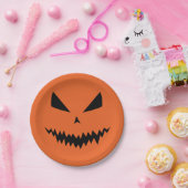 Assiettes En Carton Halloween effrayant Jack OLantern noir visage oran (Fête)