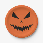 Assiettes En Carton Halloween effrayant Jack OLantern noir visage oran (Devant)