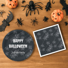 Assiettes En Carton Halloween Éffrayant noir personnalisable