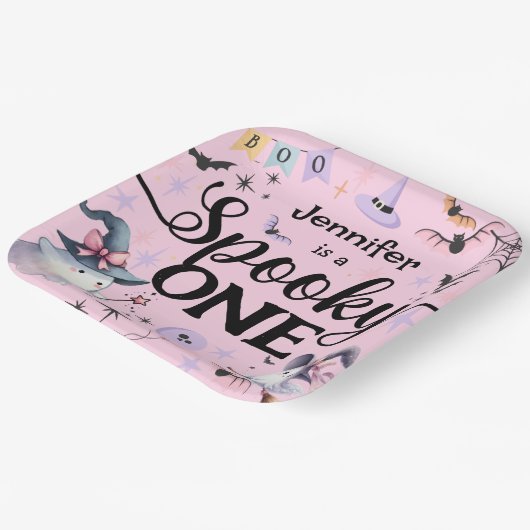 Assiettes En Carton Halloween Éffrayant One mignonne Ghost 1er fête d' (Angulaire)