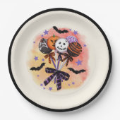 Assiettes En Carton Halloween Éffrayant pâtisseries sucrées (Devant)