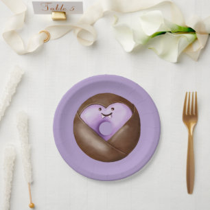 Assiettes En Carton Halloween Éffrayant pourpre Coeur Fantôme Donut