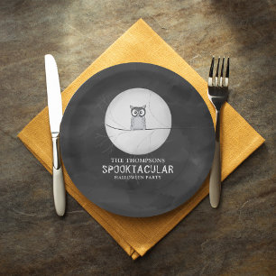 Assiettes En Carton Halloween Éffrayant Scary Owl Spooktacular Party