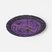 Assiettes En Carton Halloween Éffrayant Spiderweb noir et violet (Angle)