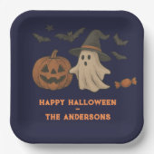 Assiettes En Carton Halloween éffrayante - Fantômes, chauves-souris et (Recto)